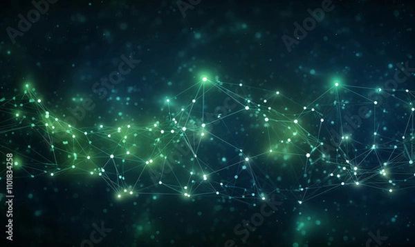 Fototapeta Artificial intelligence learning and data transfer between individual knowledge points. Abstract technology background. Bokeh blur background.