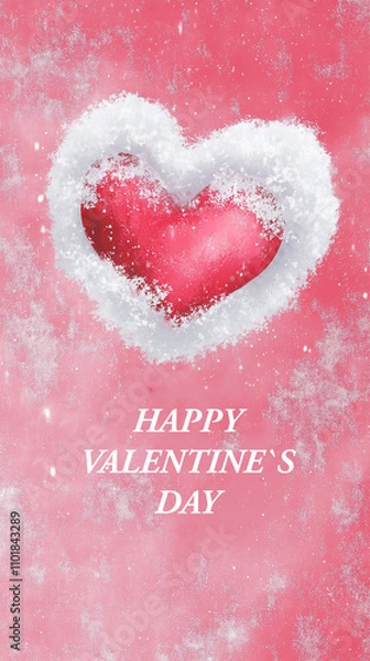 Fototapeta Pink Background with red heart. illustration. Card