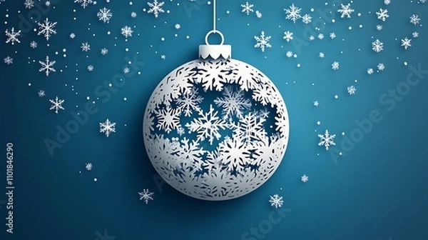 Fototapeta A blue Christmas ornament featuring detailed snowflake cutouts on a vibrant background, exemplifying holiday spirit and creativity. Perfect for festive decorations and celebrating the season's joy,



