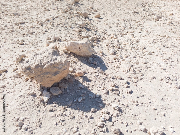 Obraz Background of stones on sand. Desert landscape. Alien view. Space surface. Day. Autumn. Egypt.