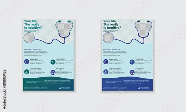 Obraz Simple modern unique creative healthcare medical flyer template layout design for print