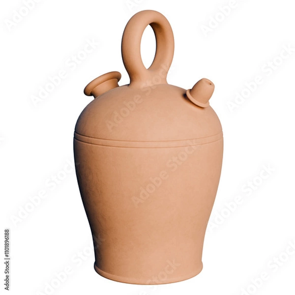 Obraz Typical Spanish clay jug on transparent background. 3D Render