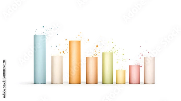 Fototapeta Colorful bar graph with splashes, representing data visualization and growth