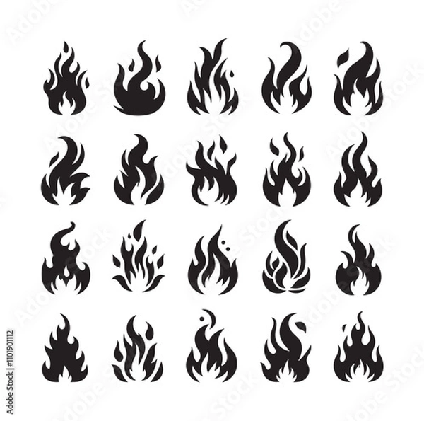 Fototapeta Fire flame silhouette vector illustration 