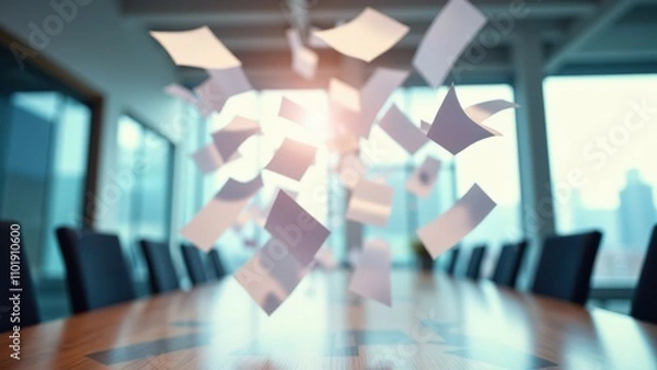 Obraz Swirling papers mockup illustrating productivity in a modern office