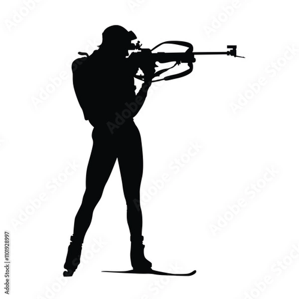 Obraz biathlon player shooting dark