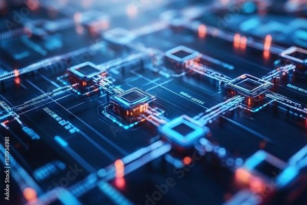 Fototapeta Futuristic Circuit Board Depicting Advanced Technology