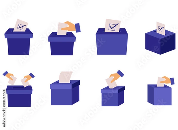 Obraz Vote Ballot Box Illustration SET