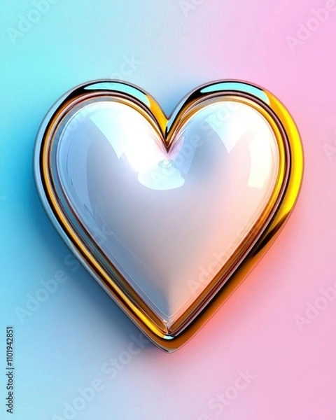 Fototapeta A clean, minimalist design featuring a glowing white heart, representing emotional well-being and mental health, on a soft pastel background