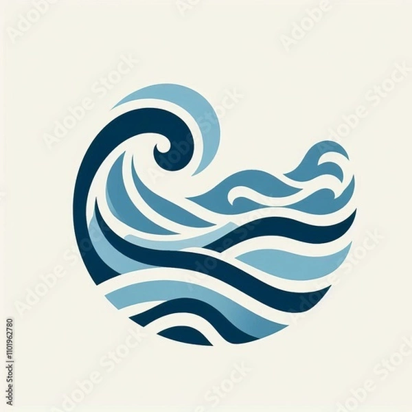 Obraz A simple yet elegant design of waves in shades of blue and white