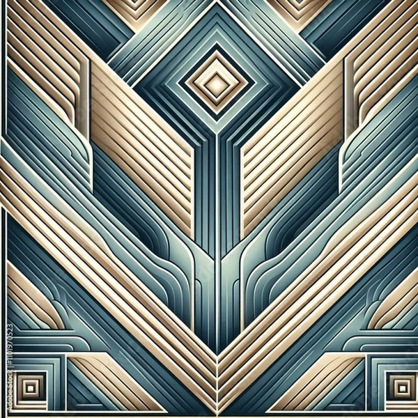 Fototapeta Art deco geometrics Sleek symmetrical patterns inspired by water