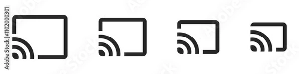 Obraz Screen cast with monitor and wireless technology for Your device 4 variations. Vector icons in flat style