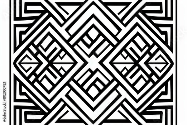 Fototapeta Black and white geometric repeating line pattern