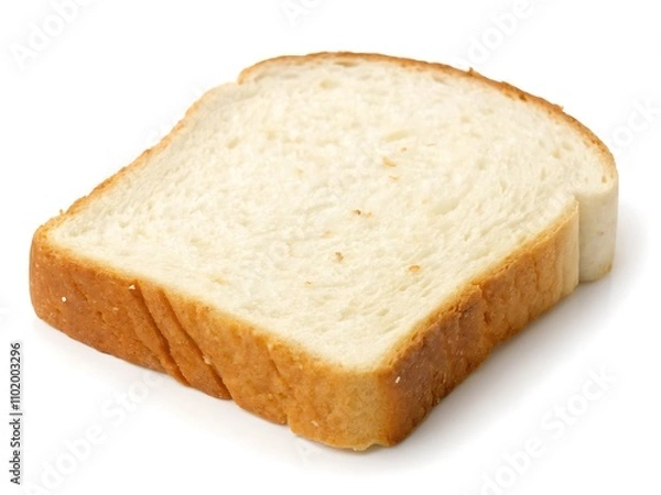 Fototapeta Single Slice of White Bread Isolated on White Background