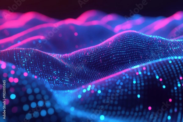 Fototapeta Network Connections with Glowing Blue Lights