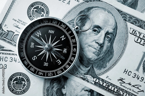 Obraz Compass and money