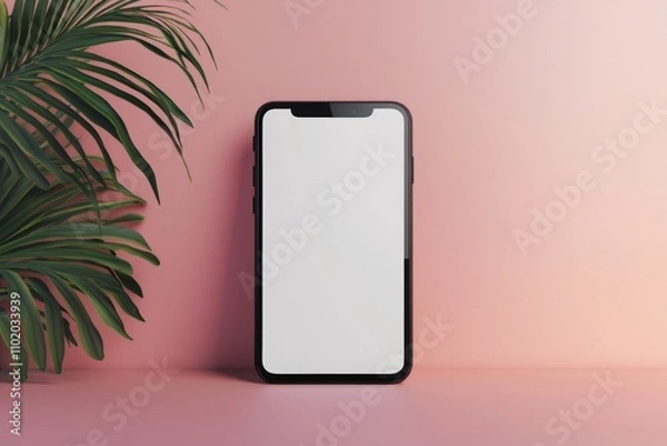 Fototapeta A nonsensical white screen on a current smartphone, displayed against a white backdrop. 3D render.