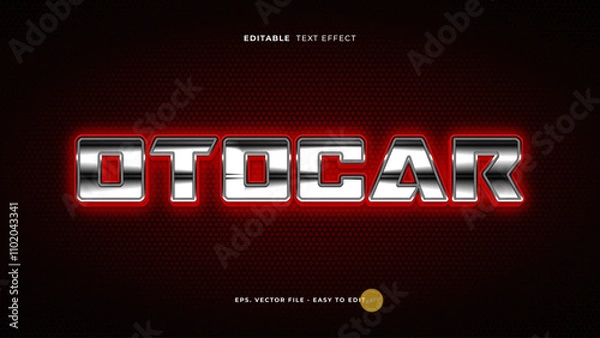 Obraz 3D chrome text effect, editable otocar text style.