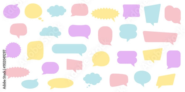 Fototapeta Colorful speech bubbles, text boxes and conversation chats. Communication symbol. Vector illustration