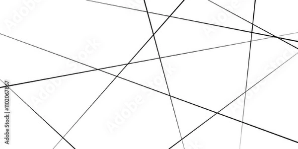 Fototapeta Random diagonal line on white background. Abstract black geometric random chaotic lines.