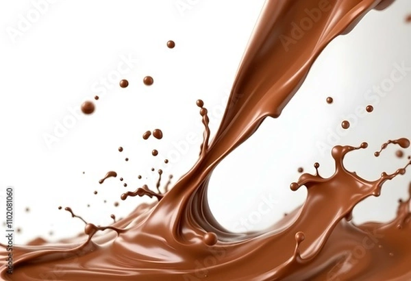 Fototapeta chocolate splash. Melted brown choco and milky waves with drops. Realistic