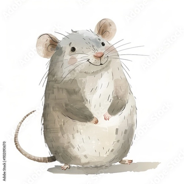 Fototapeta A cute, cartoon-style illustration of a smiling mouse, perfect for children's books and whimsical designs.