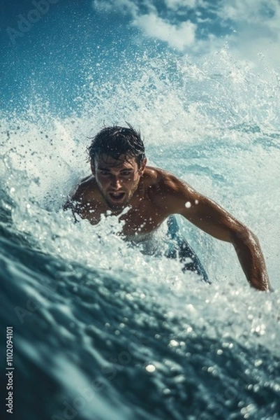 Obraz Surfer riding wave