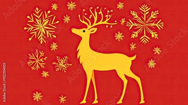 Obraz Simple reindeer silhouette in holiday pattern