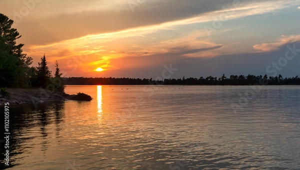 Obraz Northwoods Sunset Over Water