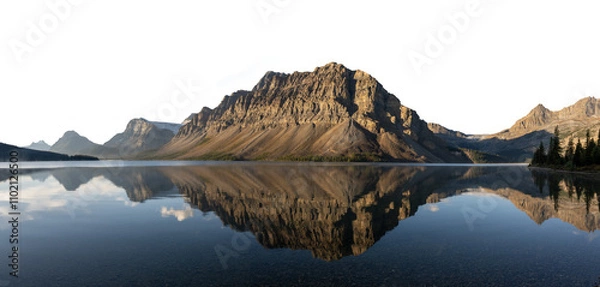 Fototapeta Lake calm mountain lake reflecting the scenery with a transparent sky. Bow Lake Banff

