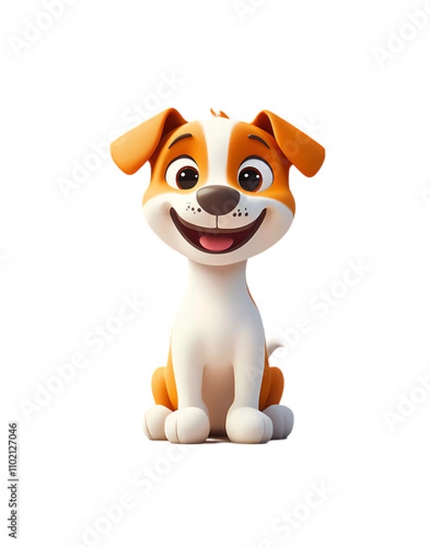 Fototapeta Dog cartoon isolated on transparent background. png. clipart. Cartoon dog in bright orange with a cute smile and a collar, perfect for pet-related content or playful children’s themes