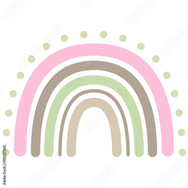 Fototapeta Baby Rainbow vector illustrations, trendy boho rainbows. Doodle style flat vector boho rainbow set. 