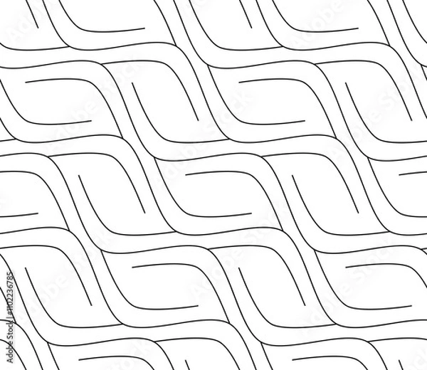 Fototapeta Vector seamless texture . Modern geometric background with interesting curved stripes.