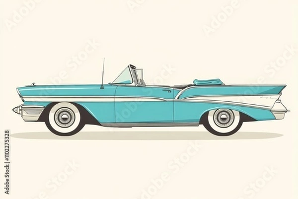 Obraz Vintage convertible car parked against a plain background showcasing classic design elements