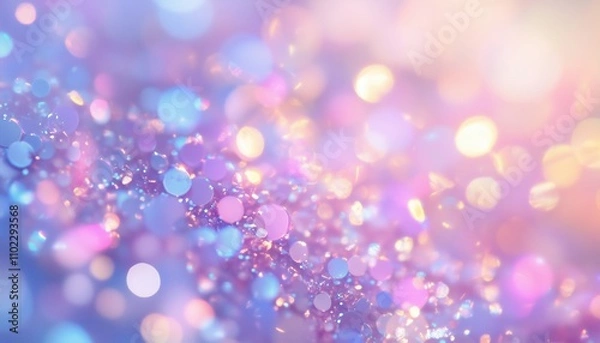 Fototapeta Trendy Fantasy Full Card: Holographic Foil Blurred Abstract With Soft Pastel Sparkly Cover