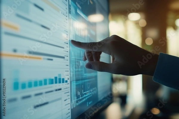 Obraz Project manager organizing tasks and monitoring milestone progress with Gantt chart 