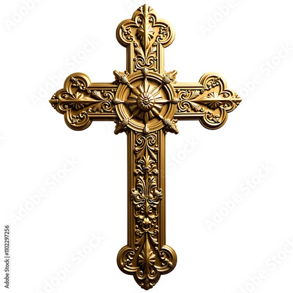 Fototapeta golden cross on transparent background