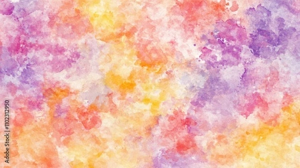 Obraz Abstract watercolor background with pink, purple, orange, and yellow splatters.