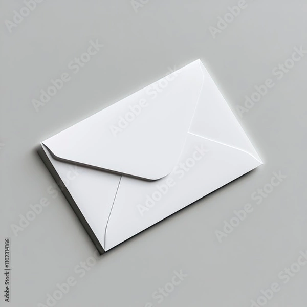 Fototapeta Clean and Minimalist White Envelope on Soft Gray Background for Office or Personal Correspondence and Creative Designs