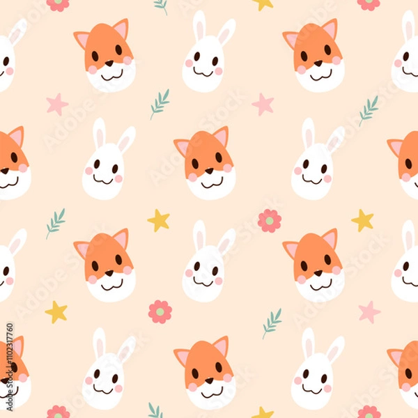 Fototapeta Seamless pattern with art design elements, and colorful Easter eggs.