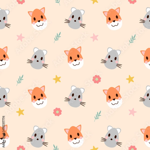 Fototapeta Seamless pattern with art design elements, and colorful Easter eggs.