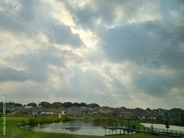 Obraz Clouds over boardwalk