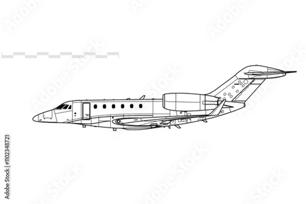 Obraz Cessna 750 Citation X plus. Vector drawing of business jet aircraft. Side view. Image for illustration and infographics.