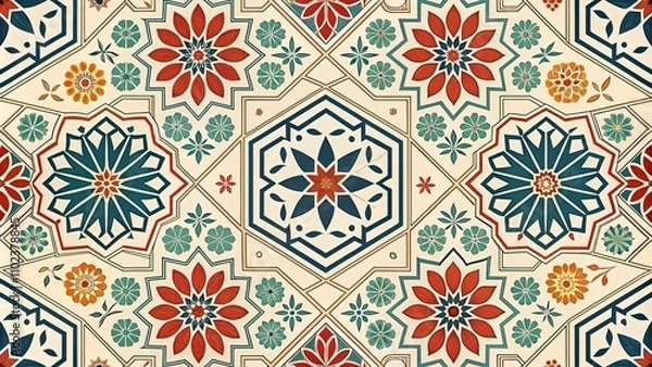 Obraz Intricate Geometric Pattern with Vibrant Colors Generative AI