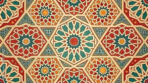 Fototapeta Intricate Geometric Pattern with Vibrant Colors Generative AI
