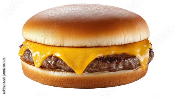 Obraz Delicious cheeseburger with melted cheese. transparent background