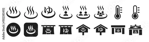 Obraz Icon set related to hot spring