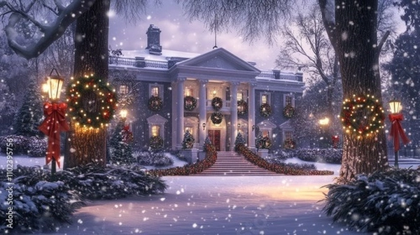 Fototapeta beautiful Christmas scene of the White , for design.