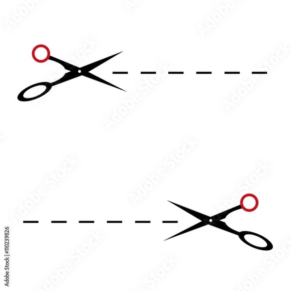 Fototapeta Scissors with cut line