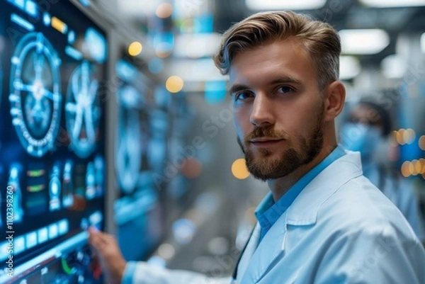 Fototapeta Man Analyzing Data using Spreadsheet Software on Computer